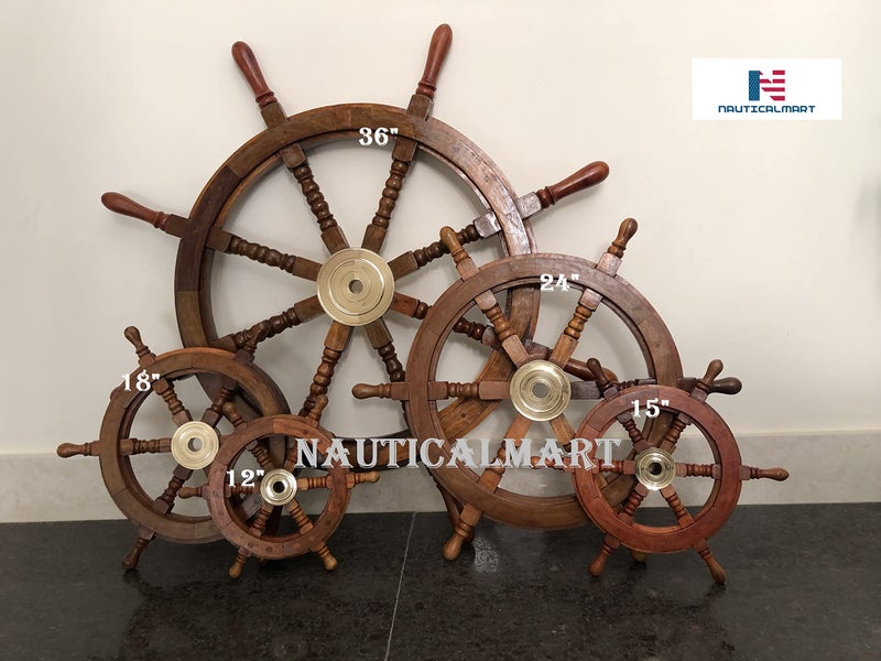 NauticalMart Sailors Special Wooden Ship Wheel, 15" Classic Ship's Steering Wheel Sailing Home Wall Mounting Decoration Accents Nautical Collectibles - Image 5